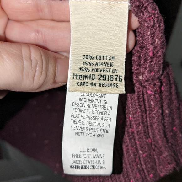 L.L.Bean Classic Ragg Sweater, Open Cardigan Deep Purple Ladies Small EUC - Picture 10 of 11